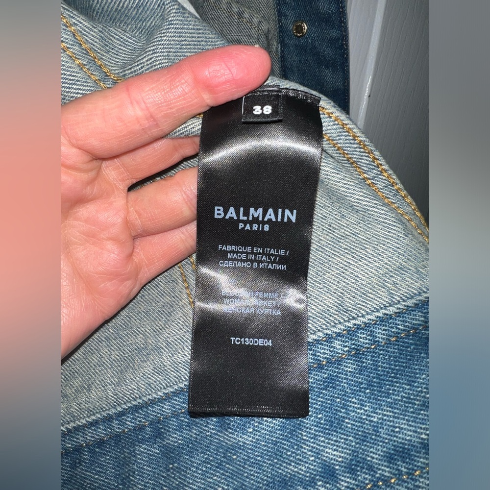 BALMAIN Gold Logo Button Denim Jacket - Picture 11 of 11